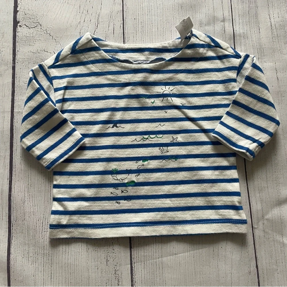 Gymboree Blue Striped Ocean Scene Shirt size 3-6 months